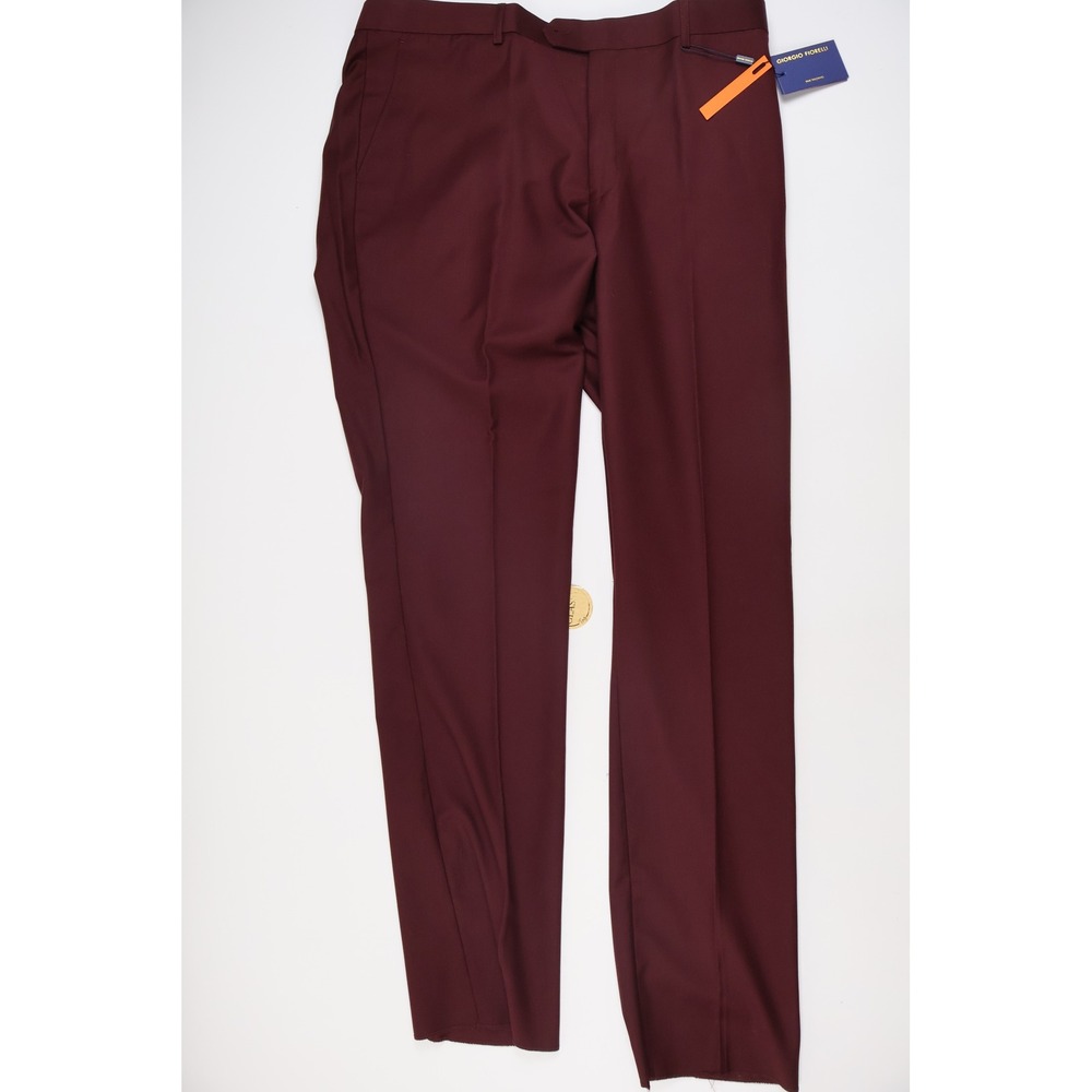 Giorgio Fiorelli Dress Pants No Pleat Pant Burgundy Solid 40 NWT